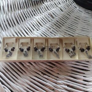 Wine Charms 6 Silver Tone African Animals Pier 1 Imports Barware Party Night